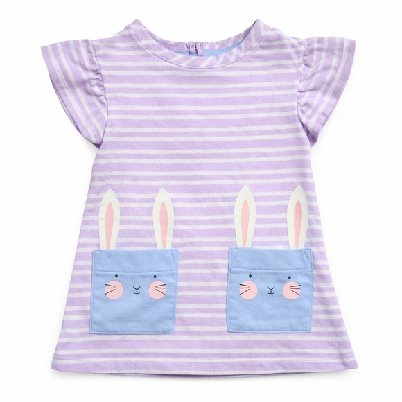 Cat & Jack Other - Cat & Jack Baby Girl Bunny Easter Dress 12M | Purple Striped Flutter Sleeve